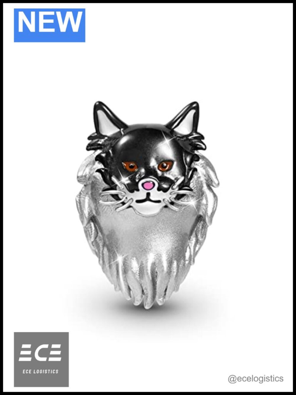 Maine Coon Cat Charm Bead 925 Sterling Silver Fits Bracelet Necklace Gift